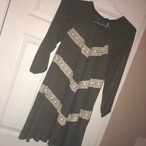 Olive dress; long sleeve adjustable